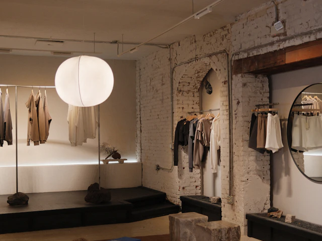 Clothing displays in a retail store